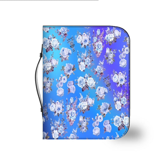 Bible Cover, Blue Floral Design, Book Sleeve, Religious Gift, Protective Case, Blue Bible Jacket - Printspirationz