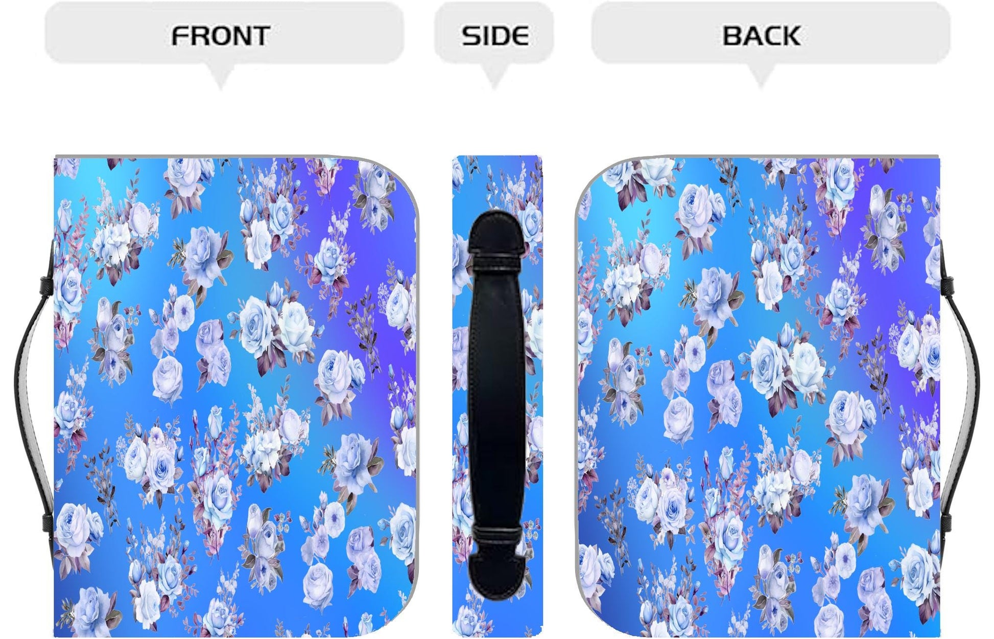 Bible Cover, Blue Floral Design, Book Sleeve, Religious Gift, Protective Case, Blue Bible Jacket - Printspirationz