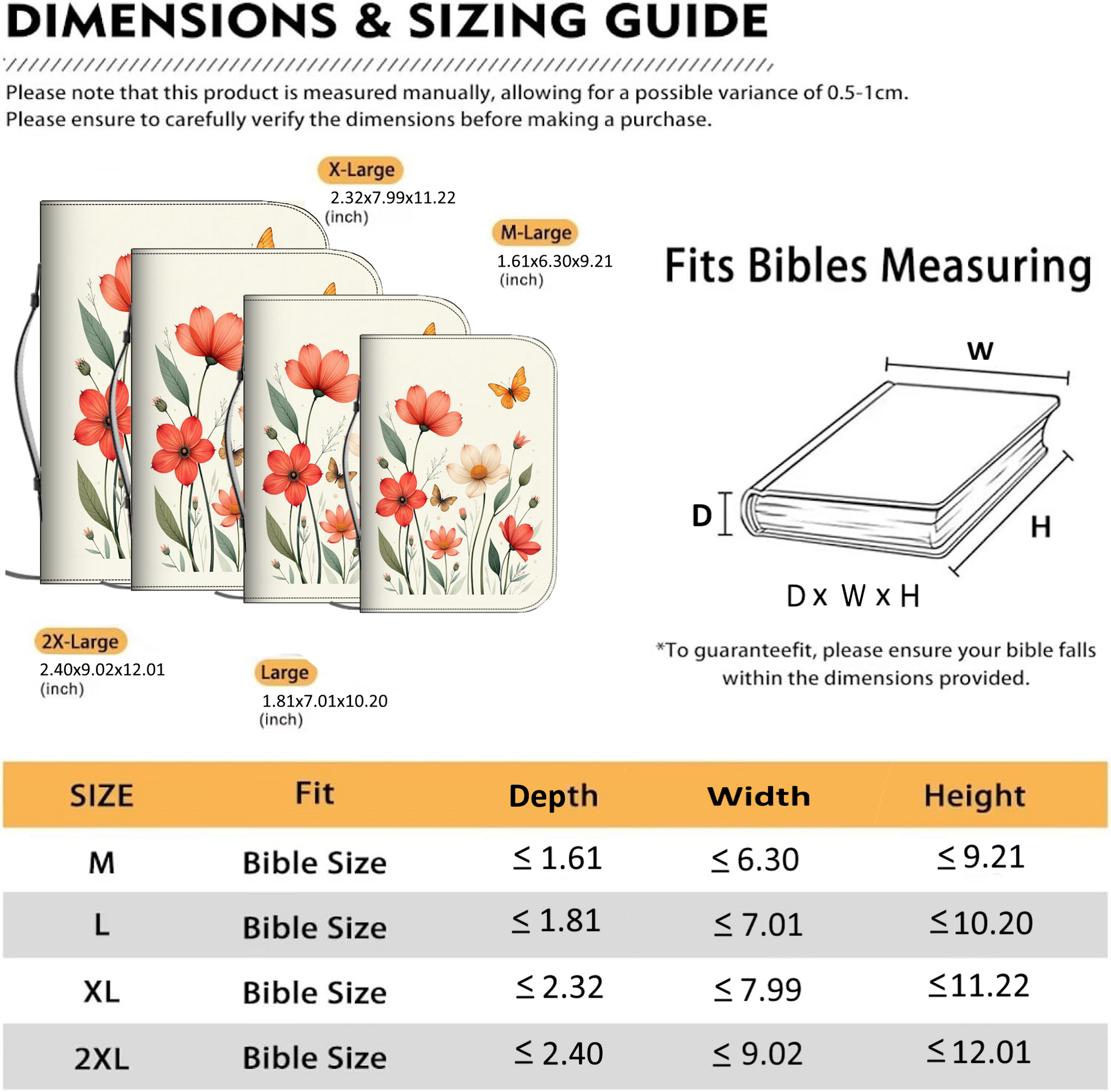 Bible Cover, Floral Butterfly Design, Orange Spring Flowers, Off White, Minimalist Book Protector, Religious Gift, Christian Organizer, Book - Printspirationz