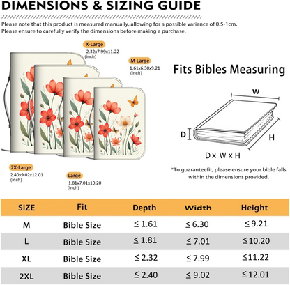 Bible Cover, Floral Butterfly Design, Orange Spring Flowers, Off White, Minimalist Book Protector, Religious Gift, Christian Organizer, Book - Printspirationz