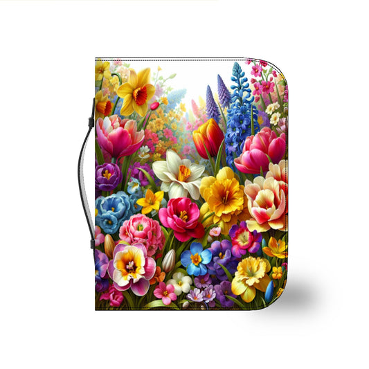Bible Cover, Floral Garden Design - Vibrant Book Protector, Religious Gift, Christian Accessories, Bible Case Sleeve, Bible Study Organizer - Printspirationz