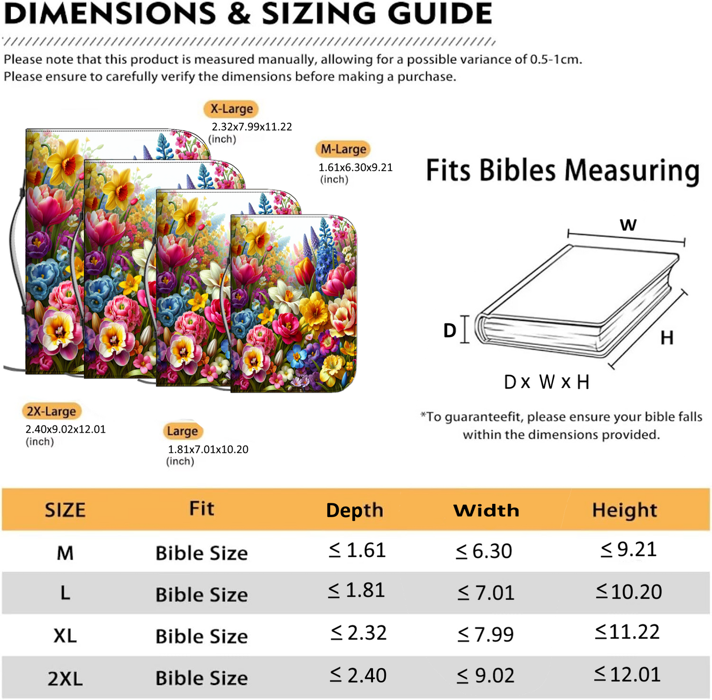 Bible Cover, Floral Garden Design - Vibrant Book Protector, Religious Gift, Christian Accessories, Bible Case Sleeve, Bible Study Organizer - Printspirationz