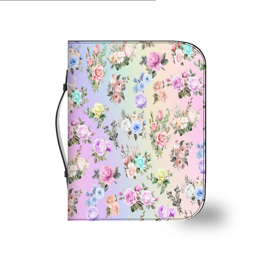 Bible Cover, Pastel Floral Bible Case, Bible Sleeve, Flower Pattern Bible Pouch, Rainbow Floral Book Cover, Christian Book Protector - Printspirationz