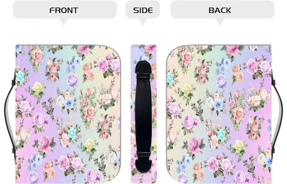 Bible Cover, Pastel Floral Bible Case, Bible Sleeve, Flower Pattern Bible Pouch, Rainbow Floral Book Cover, Christian Book Protector