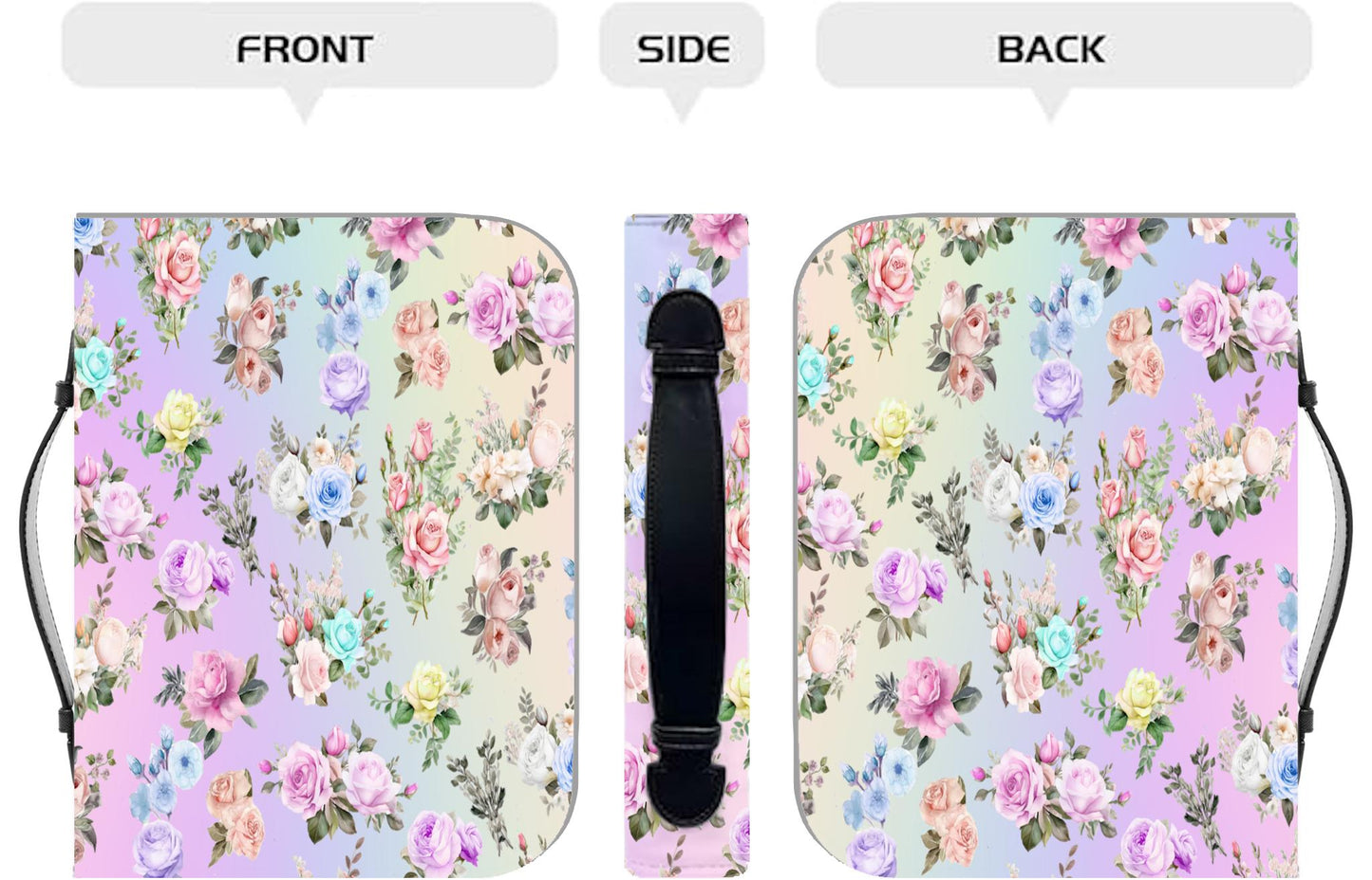 Bible Cover, Pastel Floral Bible Case, Bible Sleeve, Flower Pattern Bible Pouch, Rainbow Floral Book Cover, Christian Book Protector - Printspirationz