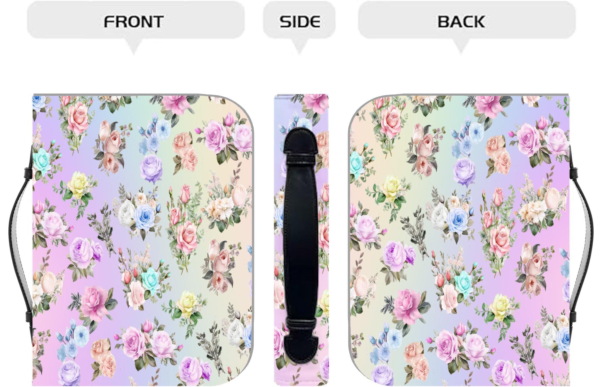 Bible Cover, Pastel Floral Bible Case, Bible Sleeve, Flower Pattern Bible Pouch, Rainbow Floral Book Cover, Christian Book Protector - Printspirationz