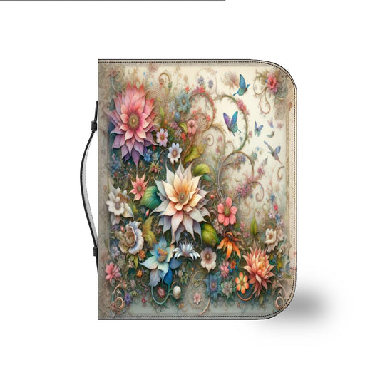 Bible Cover, Whimsical Floral Dahlia Design, Pink and Yellow Flowers, Vintage Textured Background, Bible Sleeve, Book Protector, Religious - Printspirationz