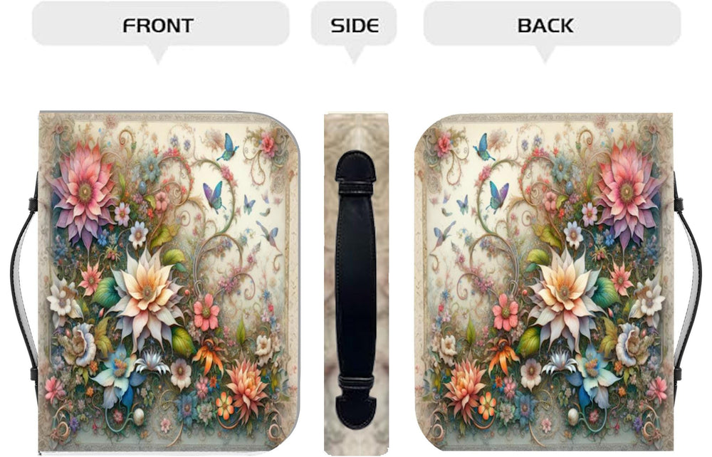 Bible Cover, Whimsical Floral Dahlia Design, Pink and Yellow Flowers, Vintage Textured Background, Bible Sleeve, Book Protector, Religious