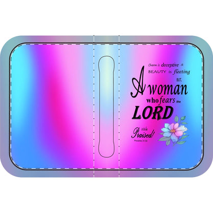 Pink, Blue, & Purple, Floral Bible Cover, Proverbs 31:30 Scripture Quote, Religious Gift Women, Church Accessory, Faith-Based Journal Cover - Printspirationz