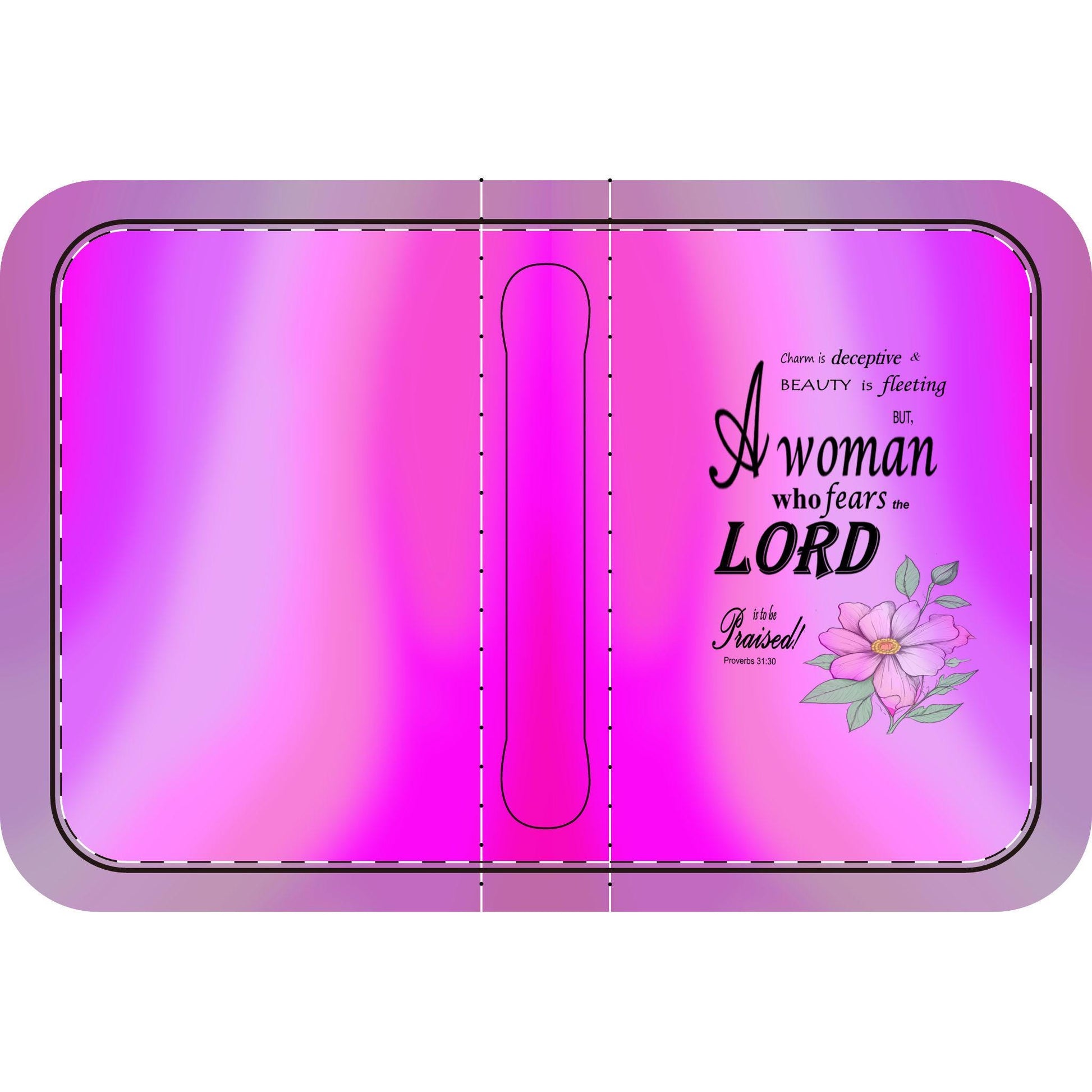 Pink Floral Bible Cover with Inspirational Quote, Religious Gift Women, Proverbs 31:30, Elegant Church Accessory, Faith-Based Journal Cover - Printspirationz
