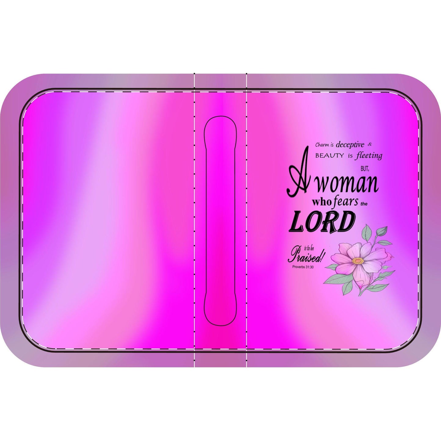 Pink Floral Bible Cover with Inspirational Quote, Religious Gift Women, Proverbs 31:30, Elegant Church Accessory, Faith-Based Journal Cover - Printspirationz
