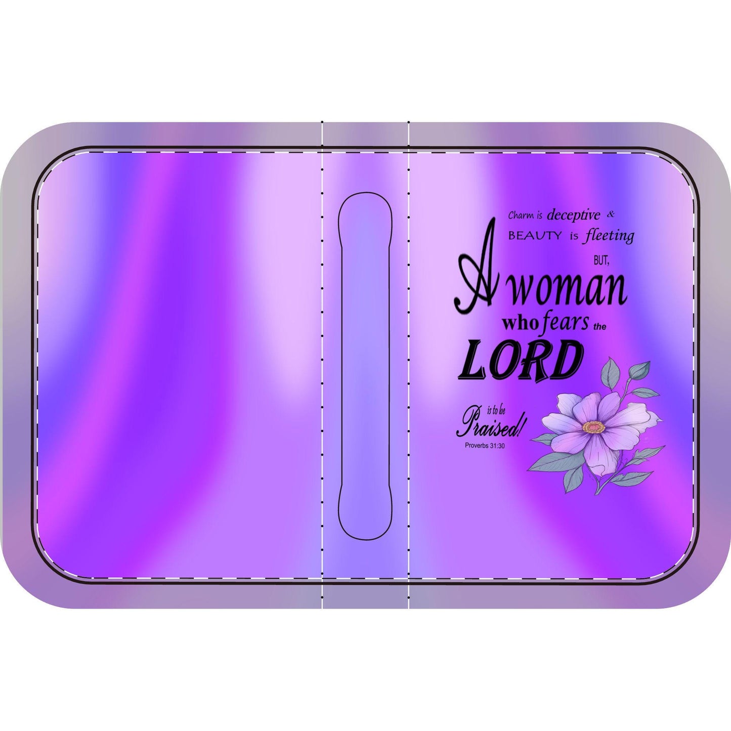 Purple, Floral Bible Cover, Proverbs 31:30 Scripture Quote, Religious Gift for Women, Church Accessory, Faith-Based Journal Cover - Printspirationz