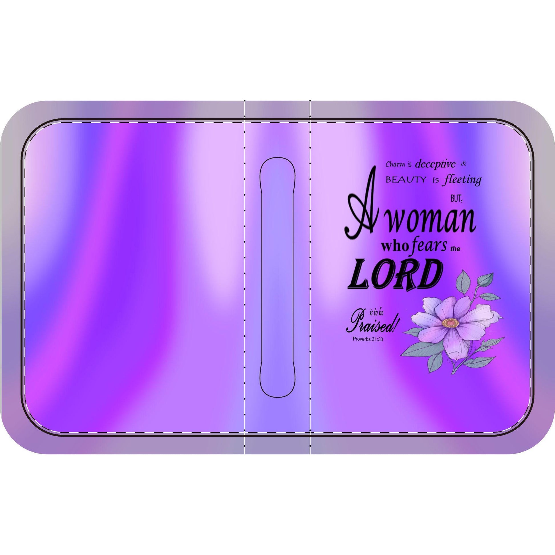 Purple, Floral Bible Cover, Proverbs 31:30 Scripture Quote, Religious Gift for Women, Church Accessory, Faith-Based Journal Cover - Printspirationz
