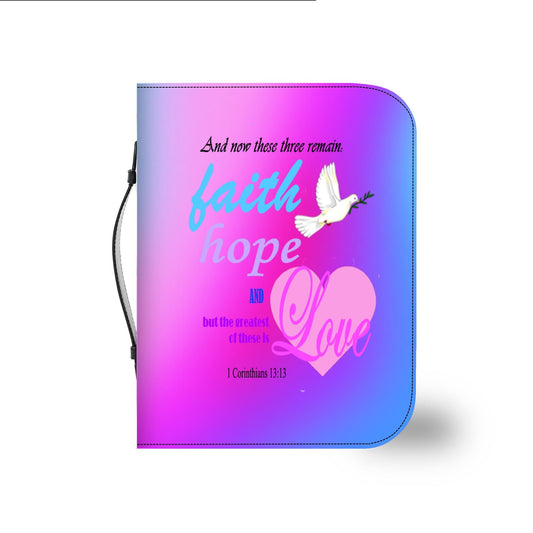 Soft, Cool Colors Bible Cover, 1 Corinthians 13:13 Scripture Quote, Religious Gift for Women, Church Accessory, Faith-Based Journal Cover - Printspirationz
