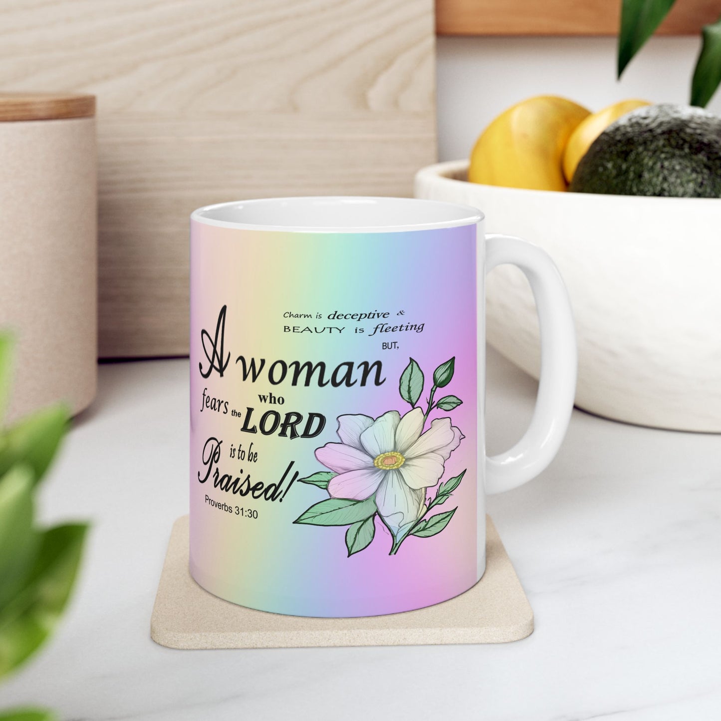 Colorful Ceramic Coffee Mug with Inspirational Bible Verse – Christian Gift for Women or Men, (11oz, 15oz), (11oz, 15oz) - Printspirationz