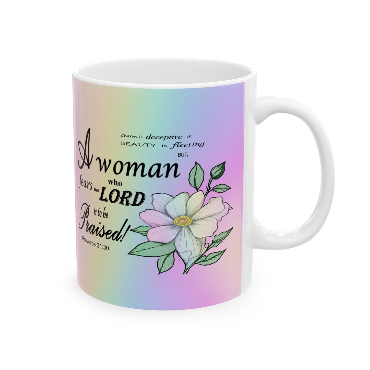 Colorful Ceramic Coffee Mug with Inspirational Bible Verse – Christian Gift for Women or Men, (11oz, 15oz), (11oz, 15oz) - Printspirationz