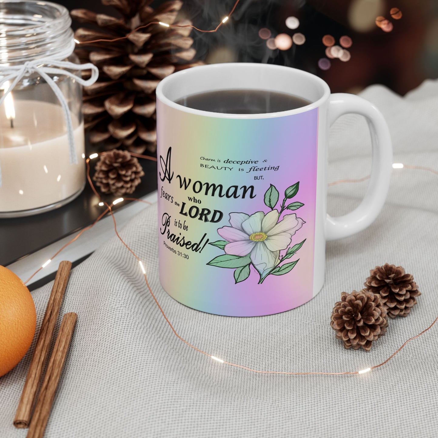 Colorful Ceramic Coffee Mug with Inspirational Bible Verse – Christian Gift for Women or Men, (11oz, 15oz), (11oz, 15oz) - Printspirationz