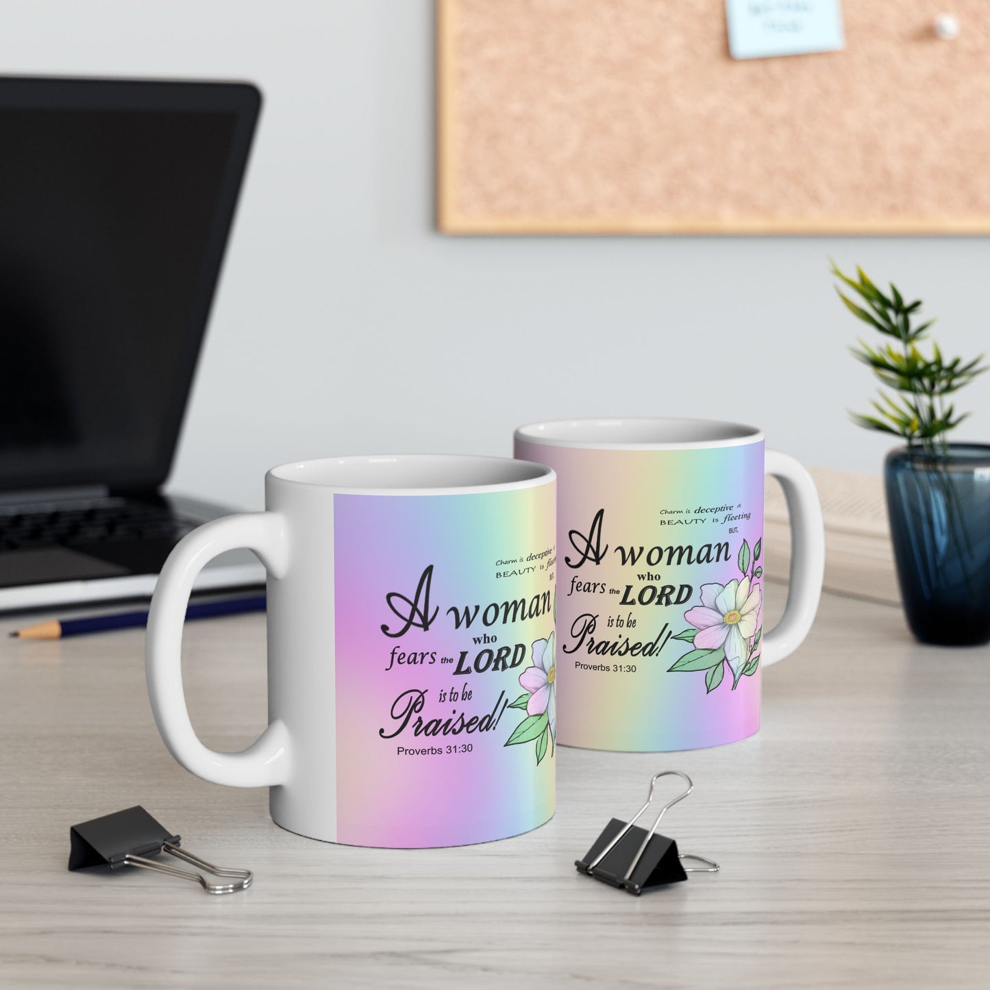 Colorful Ceramic Coffee Mug with Inspirational Bible Verse – Christian Gift for Women or Men, (11oz, 15oz), (11oz, 15oz) - Printspirationz