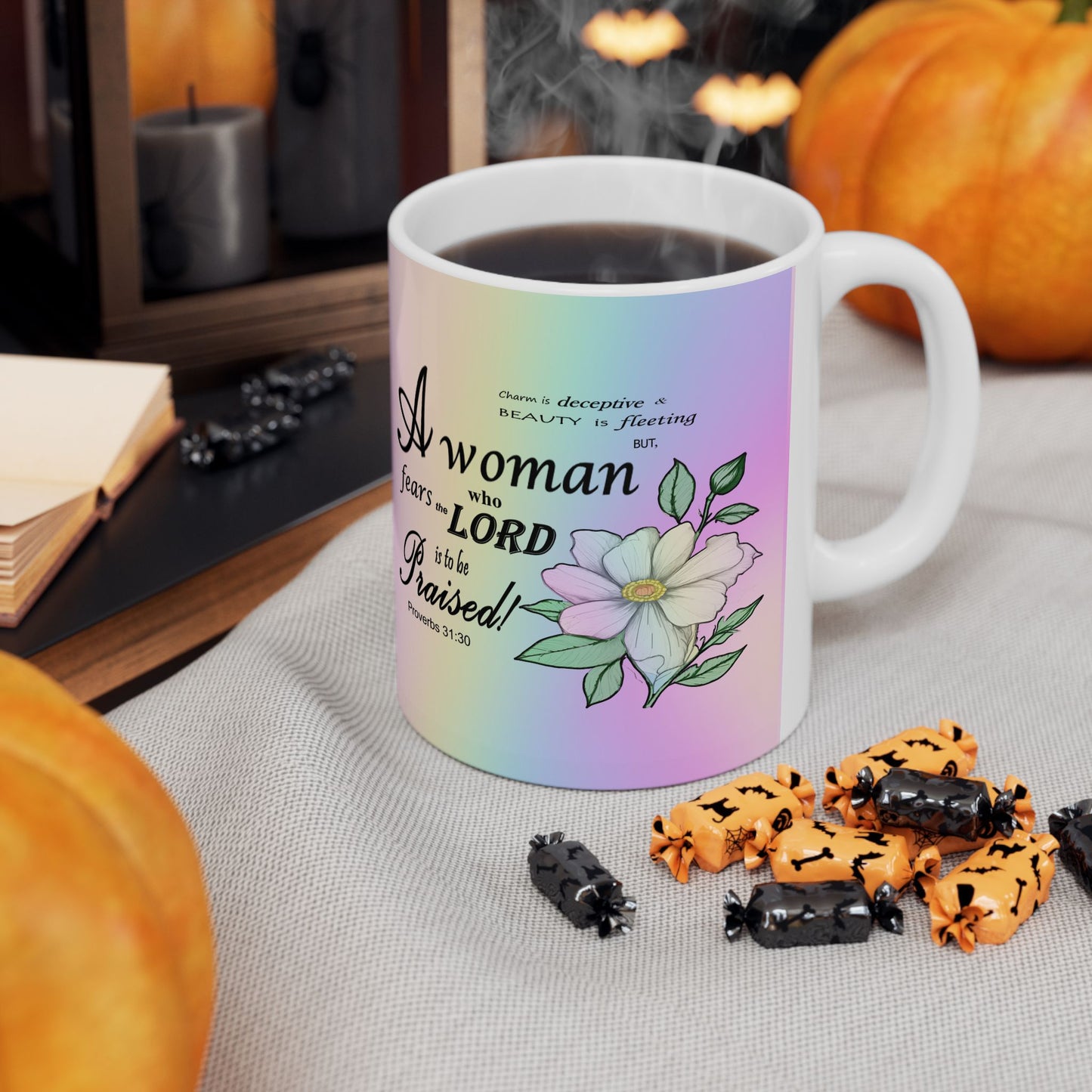 Colorful Ceramic Coffee Mug with Inspirational Bible Verse – Christian Gift for Women or Men, (11oz, 15oz), (11oz, 15oz) - Printspirationz