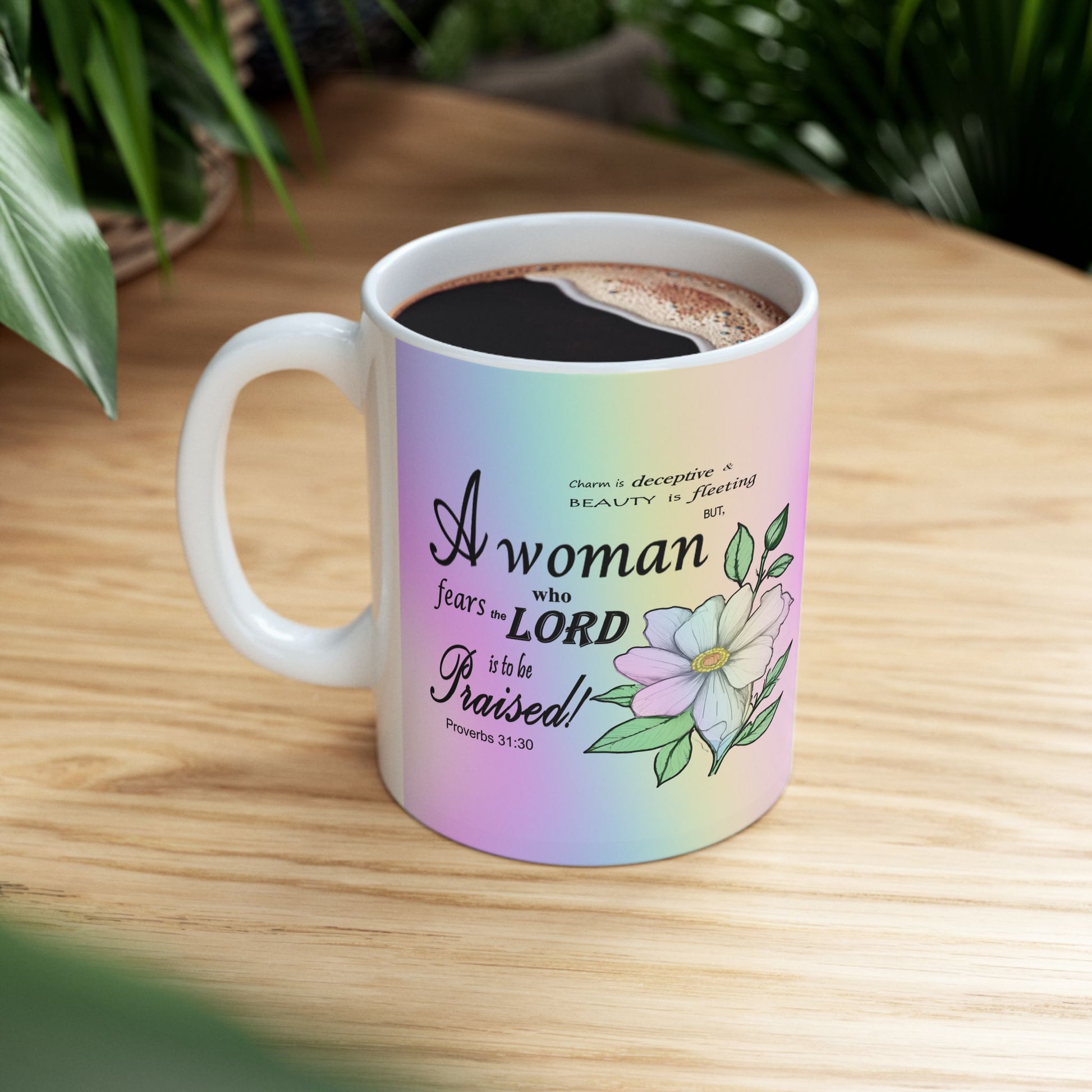 Colorful Ceramic Coffee Mug with Inspirational Bible Verse – Christian Gift for Women or Men, (11oz, 15oz), (11oz, 15oz) - Printspirationz