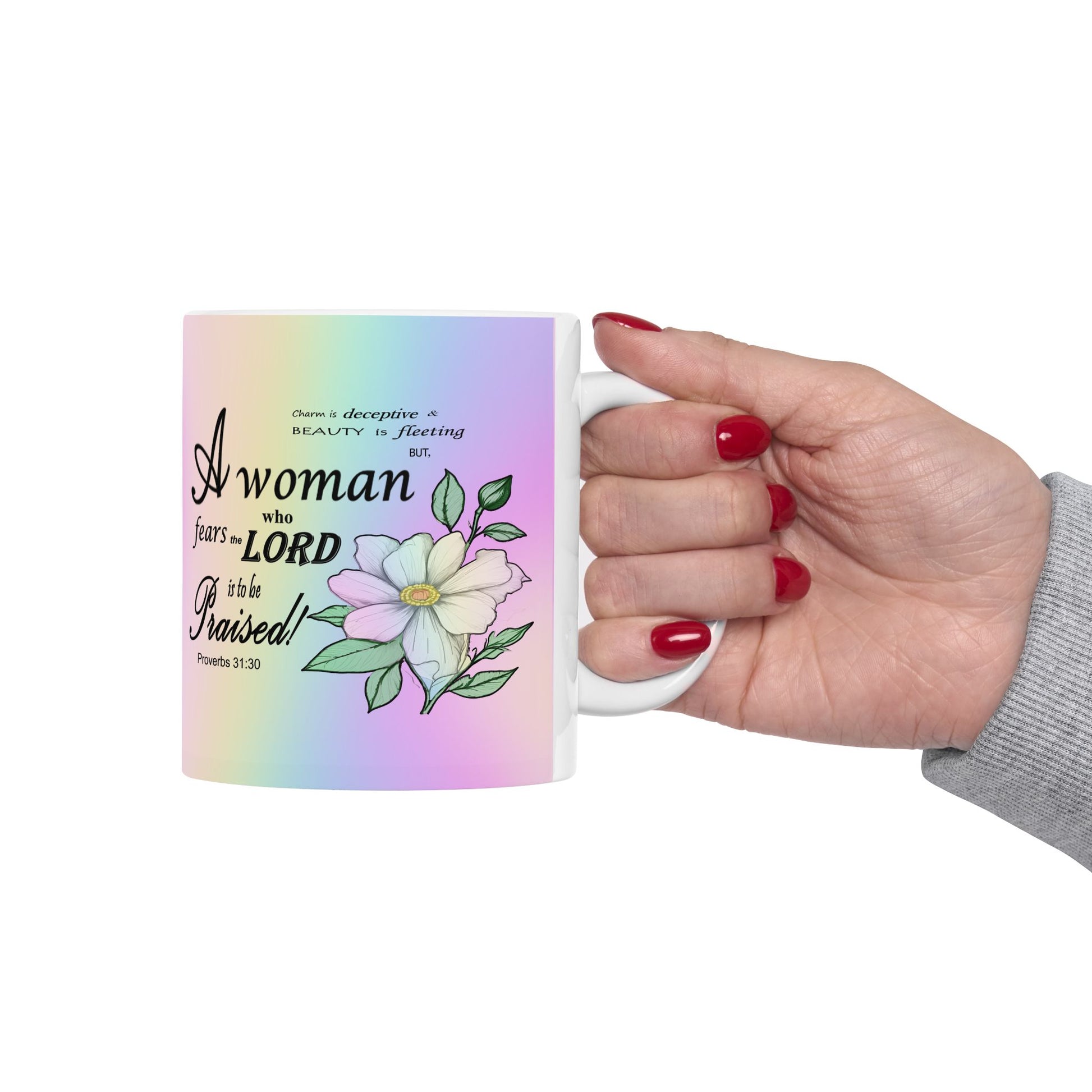 Colorful Ceramic Coffee Mug with Inspirational Bible Verse – Christian Gift for Women or Men, (11oz, 15oz), (11oz, 15oz) - Printspirationz