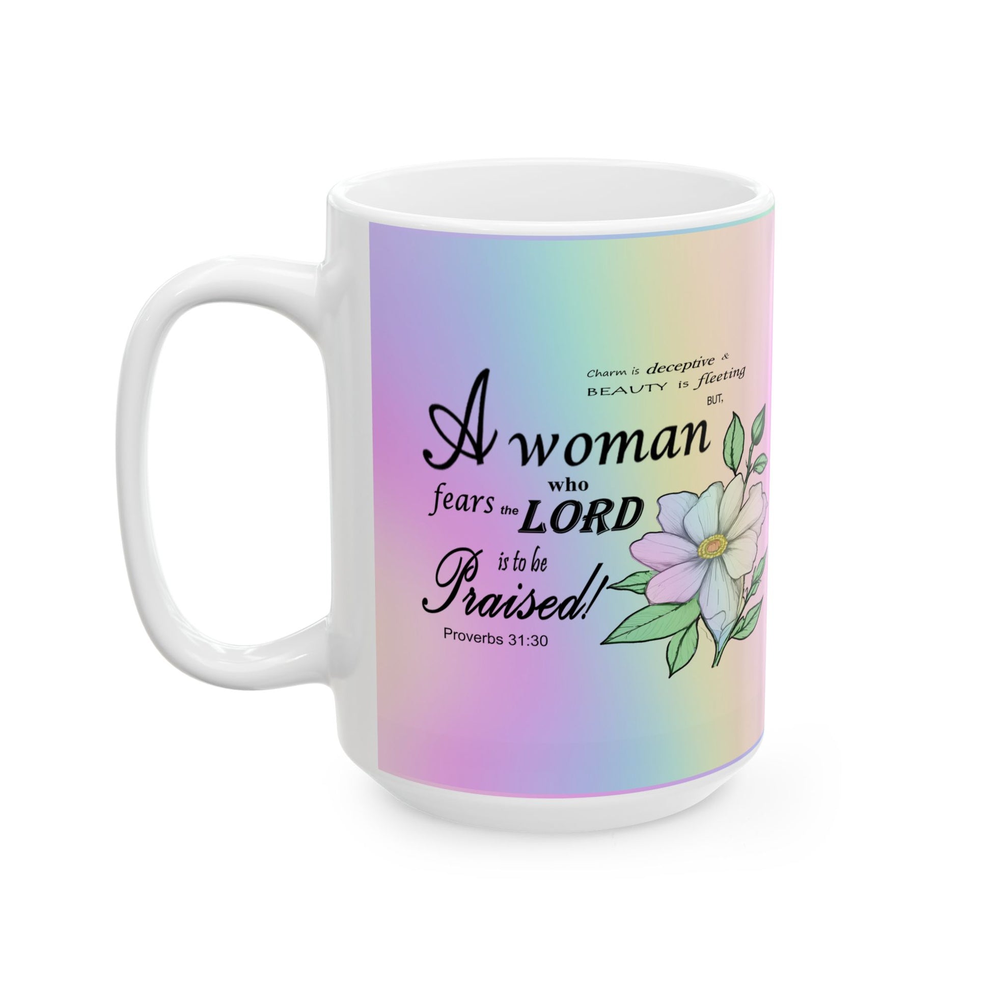 Colorful Ceramic Coffee Mug with Inspirational Bible Verse – Christian Gift for Women or Men, (11oz, 15oz), (11oz, 15oz) - Printspirationz