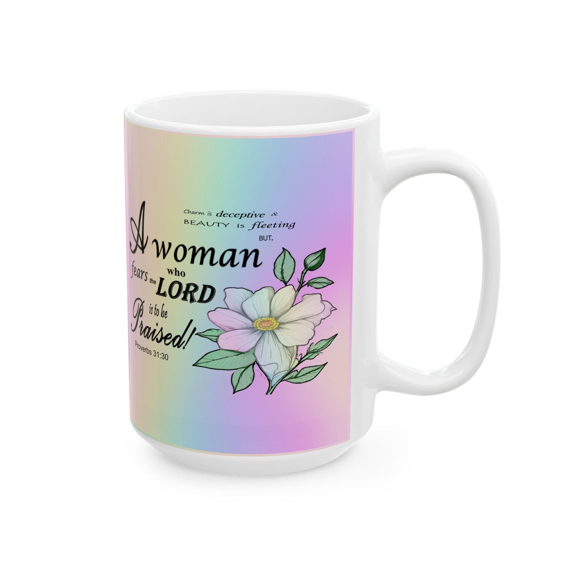Colorful Ceramic Coffee Mug with Inspirational Bible Verse – Christian Gift for Women or Men, (11oz, 15oz), (11oz, 15oz) - Printspirationz