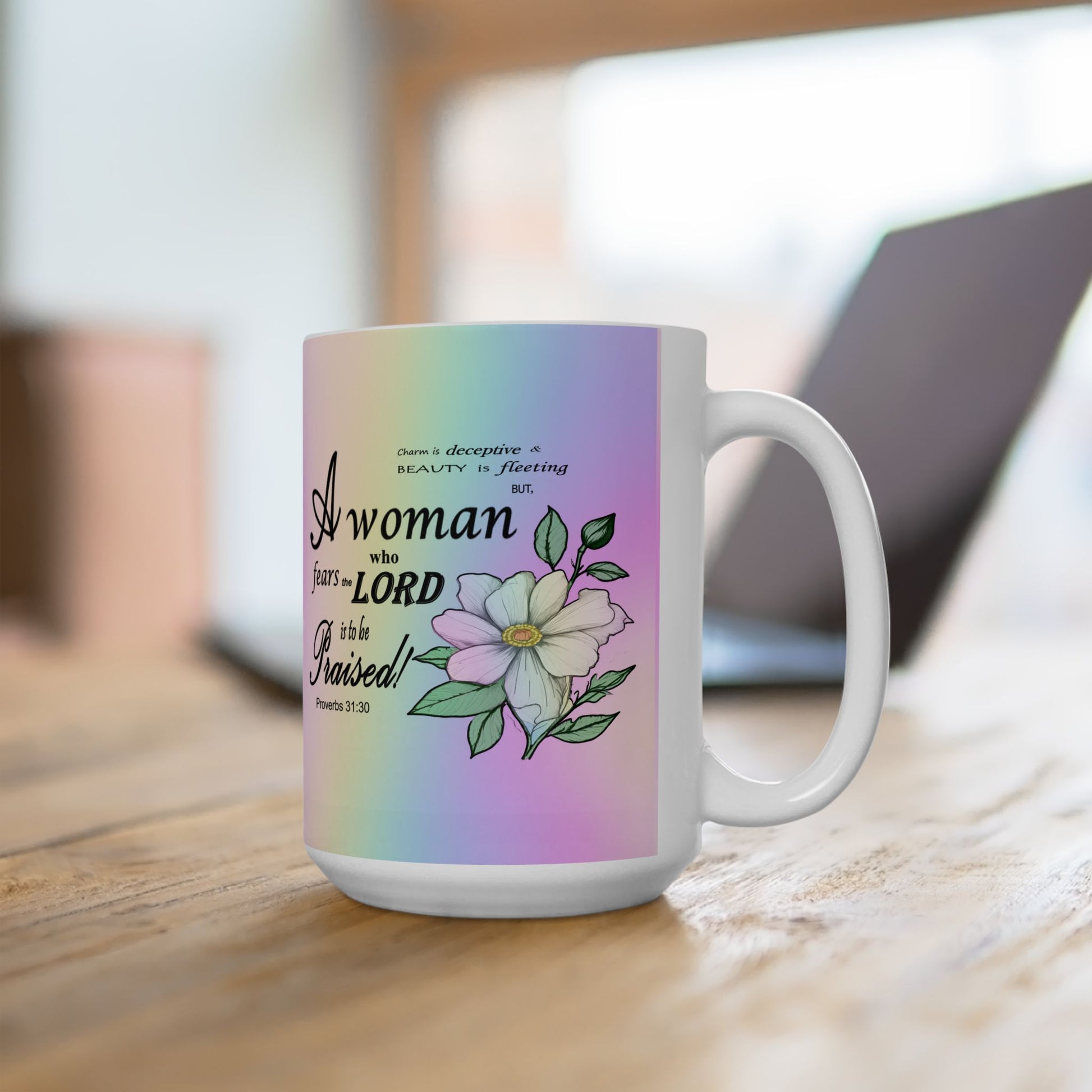 Colorful Ceramic Coffee Mug with Inspirational Bible Verse – Christian Gift for Women or Men, (11oz, 15oz), (11oz, 15oz) - Printspirationz