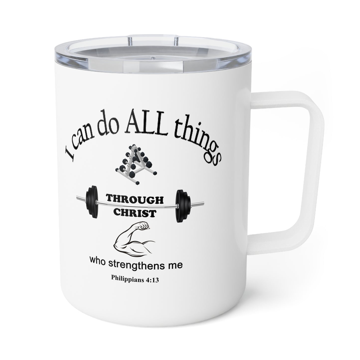 Insulated Coffee Mug, 10oz - Bible Verse Design, Christian Gift, Inspirational Quote Mug, Religious Cup, Tea Cup - Printspirationz