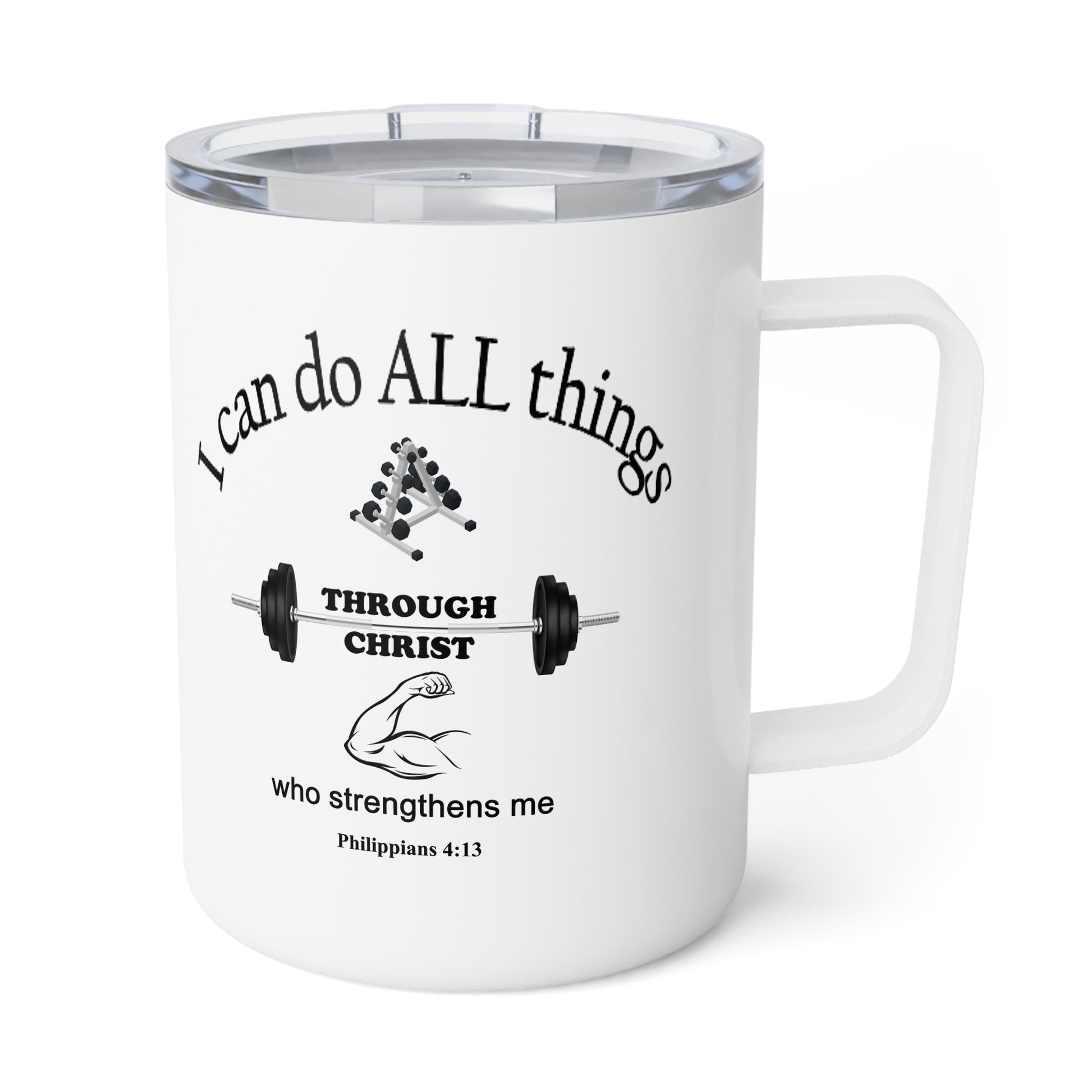 Insulated Coffee Mug, 10oz - Bible Verse Design, Christian Gift, Inspirational Quote Mug, Religious Cup, Tea Cup - Printspirationz