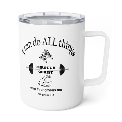 Insulated Coffee Mug, 10oz - Bible Verse Design, Christian Gift, Inspirational Quote Mug, Religious Cup, Tea Cup - Printspirationz