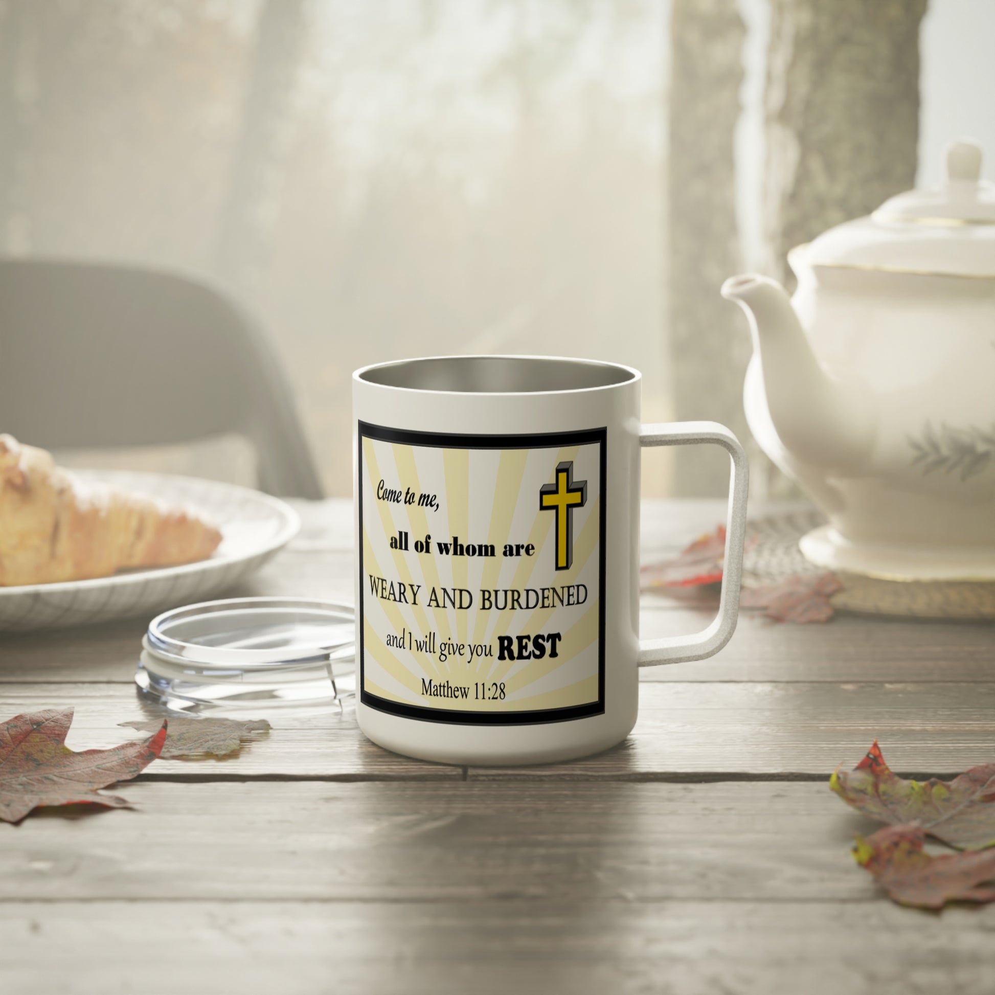 Insulated Coffee Mug, 10oz - Bible Verse Design, Christian Gift, Inspirational Quote Mug, Religious Cup, Tea Cup - Printspirationz