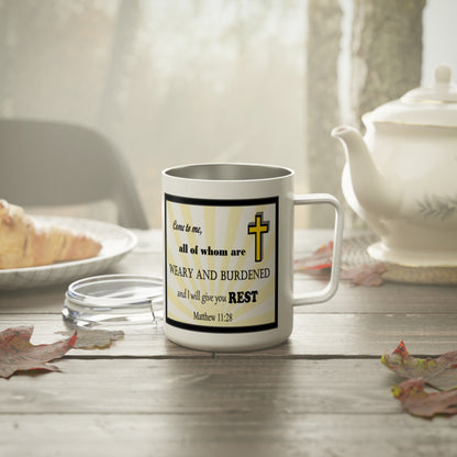 Insulated Coffee Mug, 10oz - Bible Verse Design, Christian Gift, Inspirational Quote Mug, Religious Cup, Tea Cup - Printspirationz