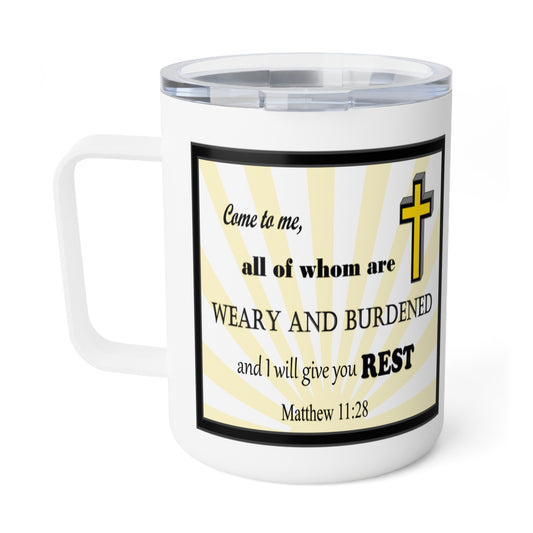 Insulated Coffee Mug, 10oz - Bible Verse Design, Christian Gift, Inspirational Quote Mug, Religious Cup, Tea Cup - Printspirationz