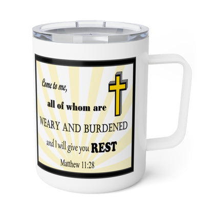 Insulated Coffee Mug, 10oz - Bible Verse Design, Christian Gift, Inspirational Quote Mug, Religious Cup, Tea Cup - Printspirationz
