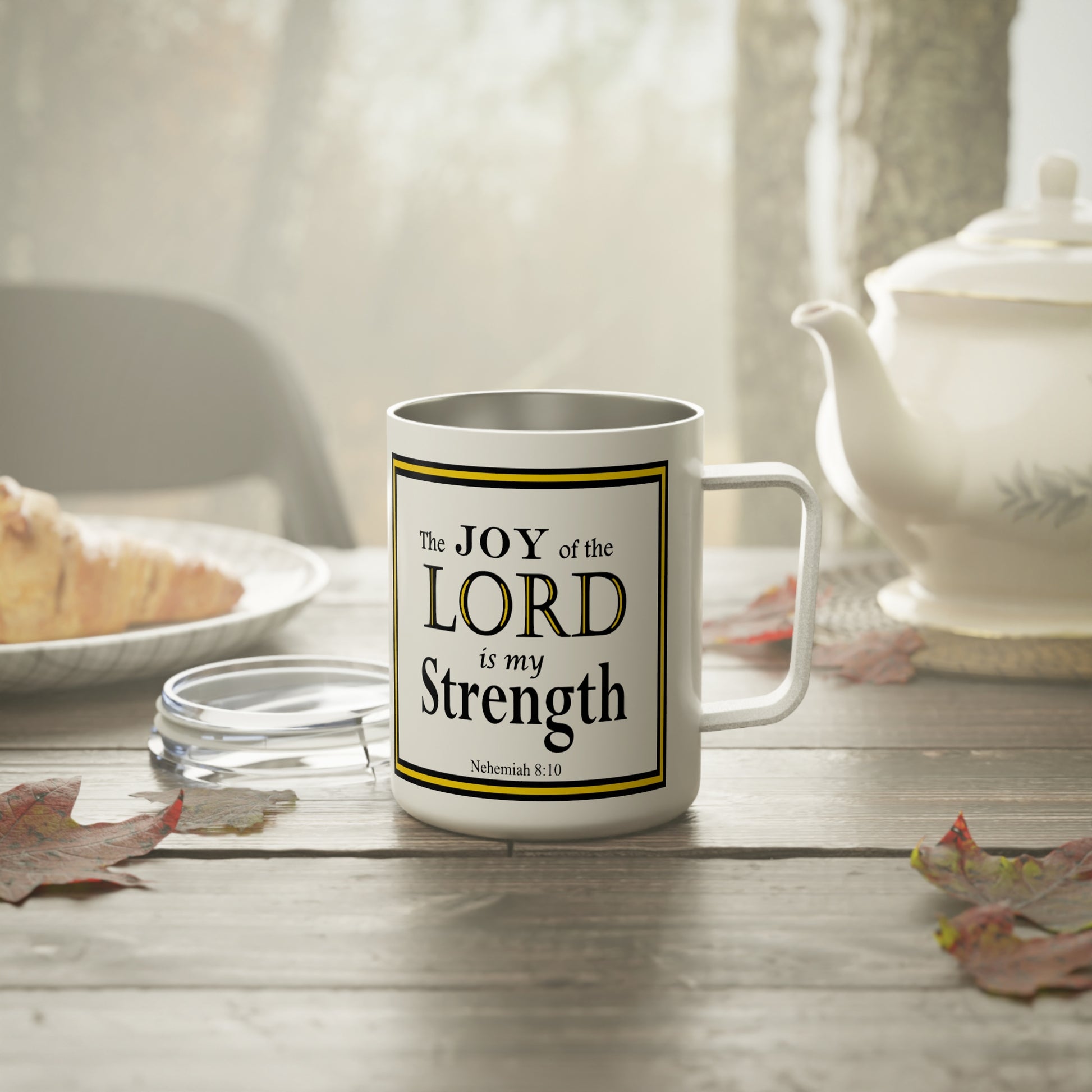 Insulated Coffee Mug, 10oz - Bible Verse Design, Christian Gift, Inspirational Quote Mug, Religious Cup, Tea Cup - Printspirationz