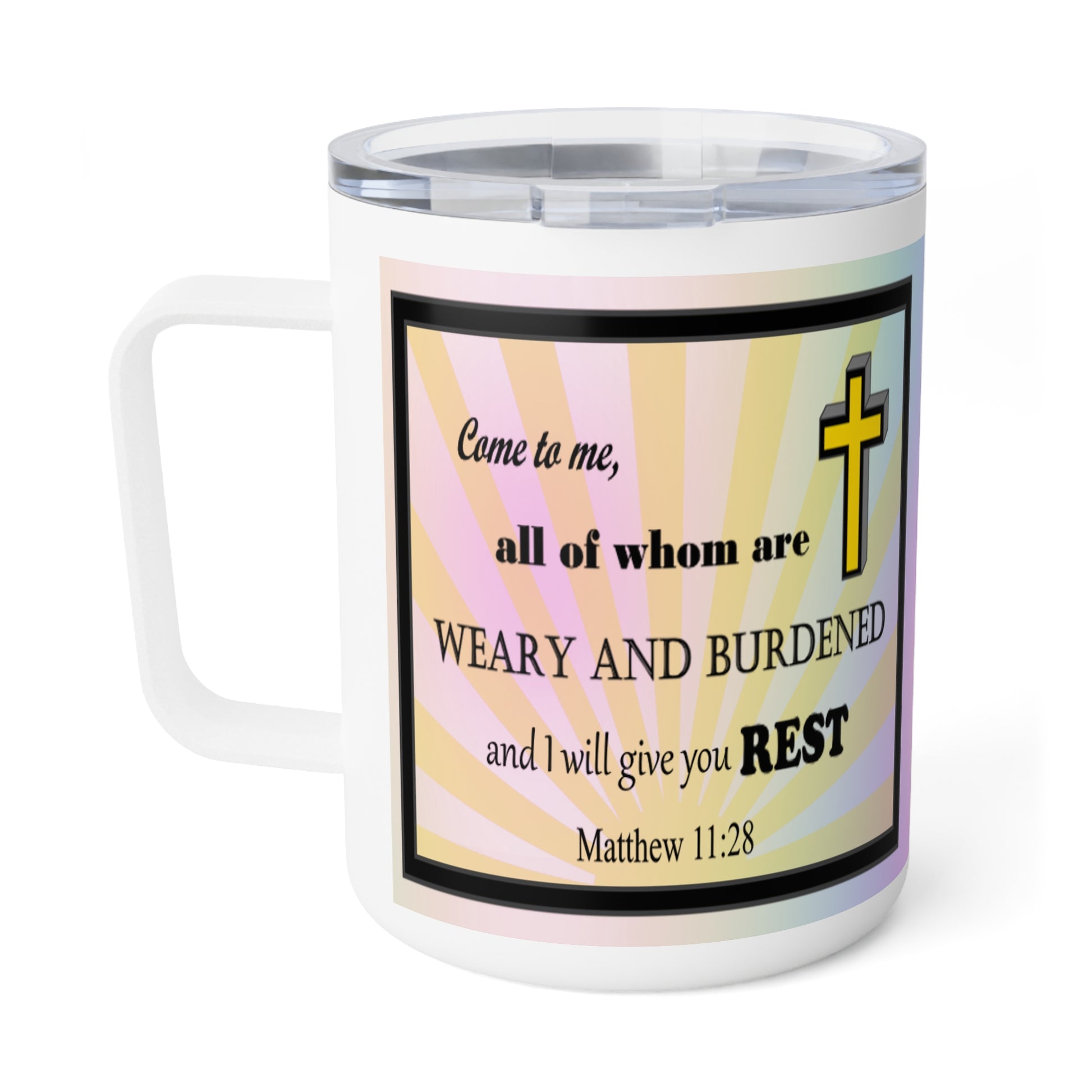 Insulated Coffee Mug, 10oz - Colorful Bible Verse Design, Christian Gift, Inspirational Quote Mug, Religious Cup, Tea Cup - Printspirationz