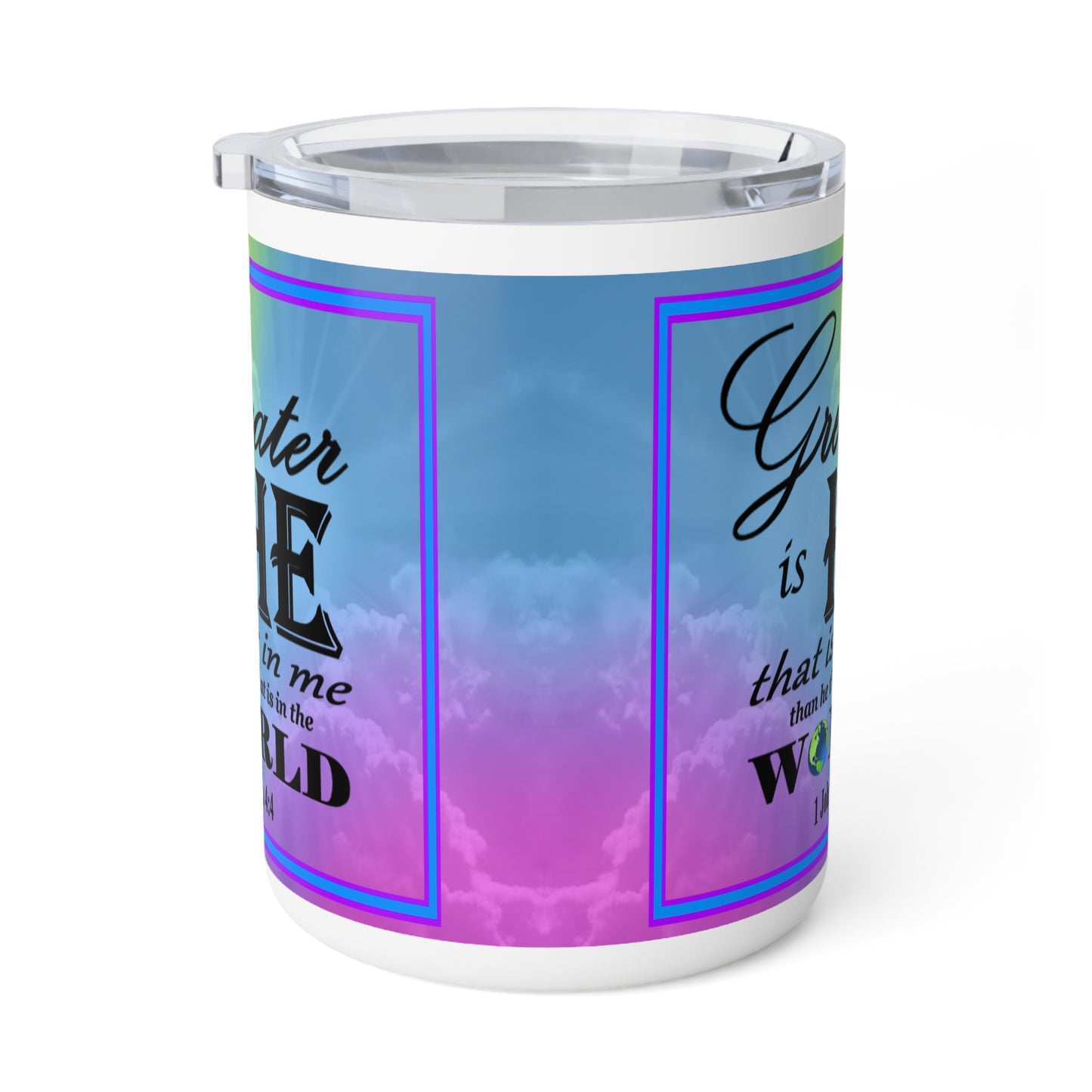 Insulated Coffee Mug, 10oz - Colorful Bible Verse Design, Christian Gift, Inspirational Quote Mug, Religious Cup, Tea Cup - Printspirationz