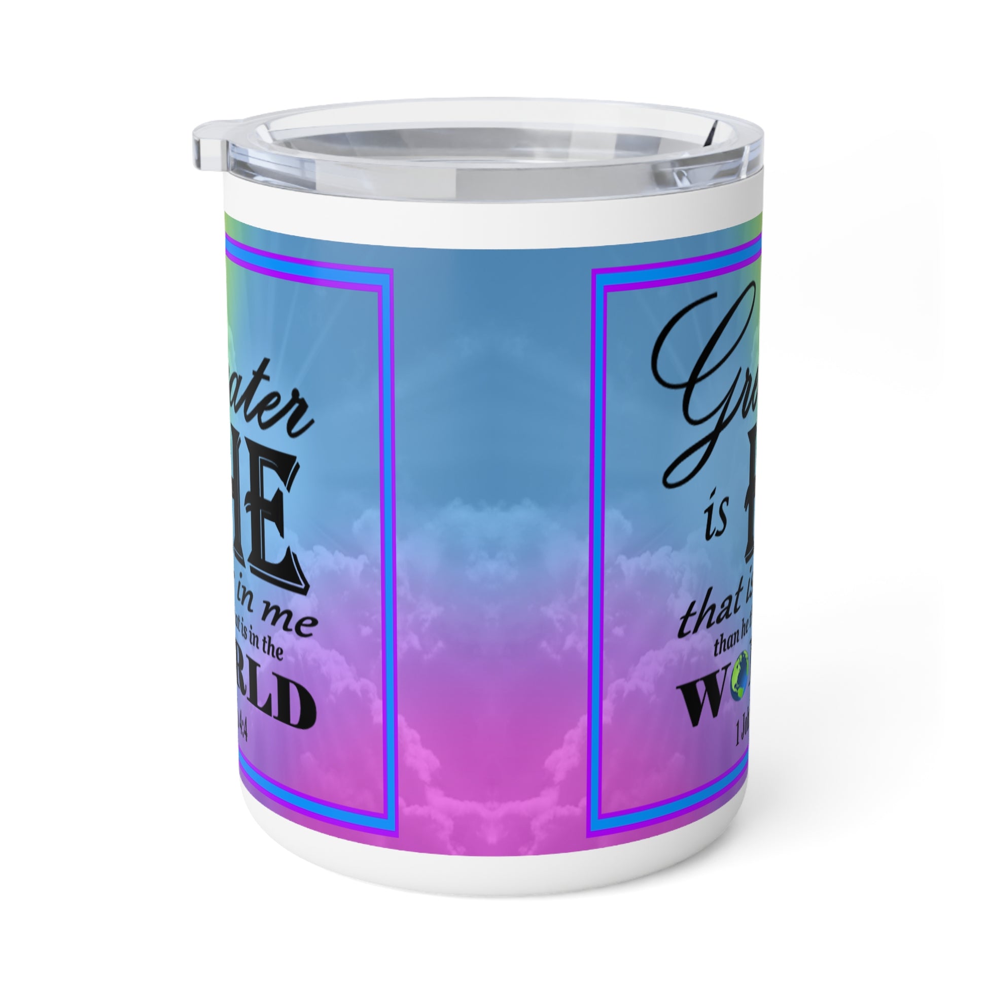 Insulated Coffee Mug, 10oz - Colorful Bible Verse Design, Christian Gift, Inspirational Quote Mug, Religious Cup, Tea Cup - Printspirationz