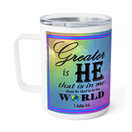Insulated Coffee Mug, 10oz - Colorful Bible Verse Design, Christian Gift, Inspirational Quote Mug, Religious Cup, Tea Cup - Printspirationz