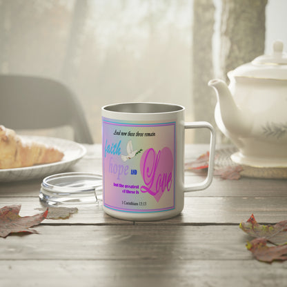 Insulated Coffee Mug, 10oz - Colorful Bible Verse Design, Christian Gift, Inspirational Quote Mug, Religious Cup, Tea Cup - Printspirationz