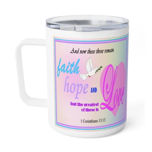 Insulated Coffee Mug, 10oz - Colorful Bible Verse Design, Christian Gift, Inspirational Quote Mug, Religious Cup, Tea Cup - Printspirationz