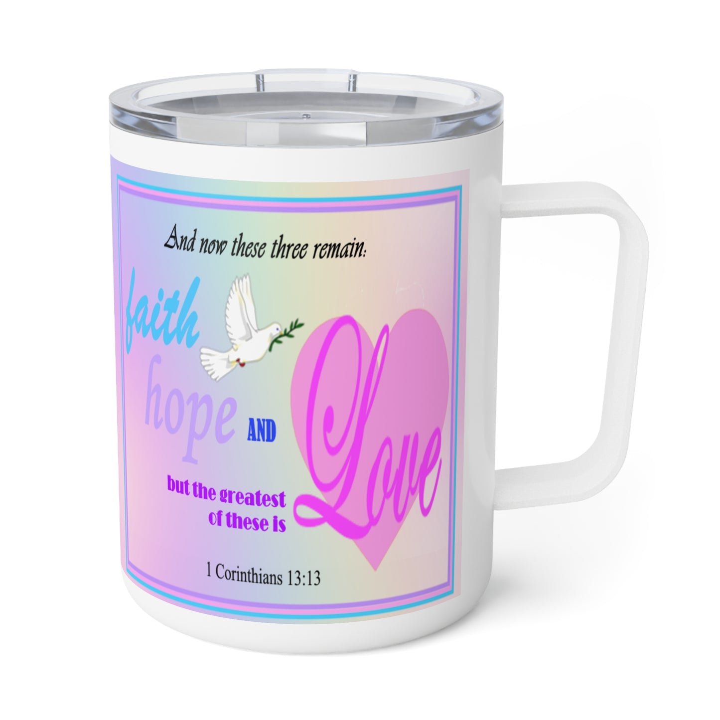 Insulated Coffee Mug, 10oz - Colorful Bible Verse Design, Christian Gift, Inspirational Quote Mug, Religious Cup, Tea Cup - Printspirationz