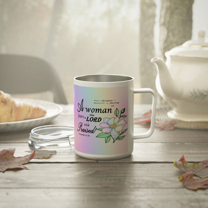 Insulated Coffee Mug, 10oz - Colorful Bible Verse Design, Christian Gift, Inspirational Quote Mug, Religious Cup, Tea Cup - Printspirationz