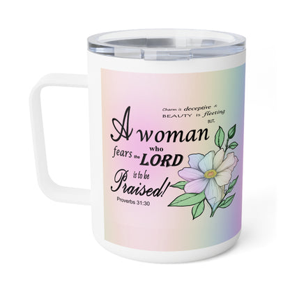 Insulated Coffee Mug, 10oz - Colorful Bible Verse Design, Christian Gift, Inspirational Quote Mug, Religious Cup, Tea Cup - Printspirationz