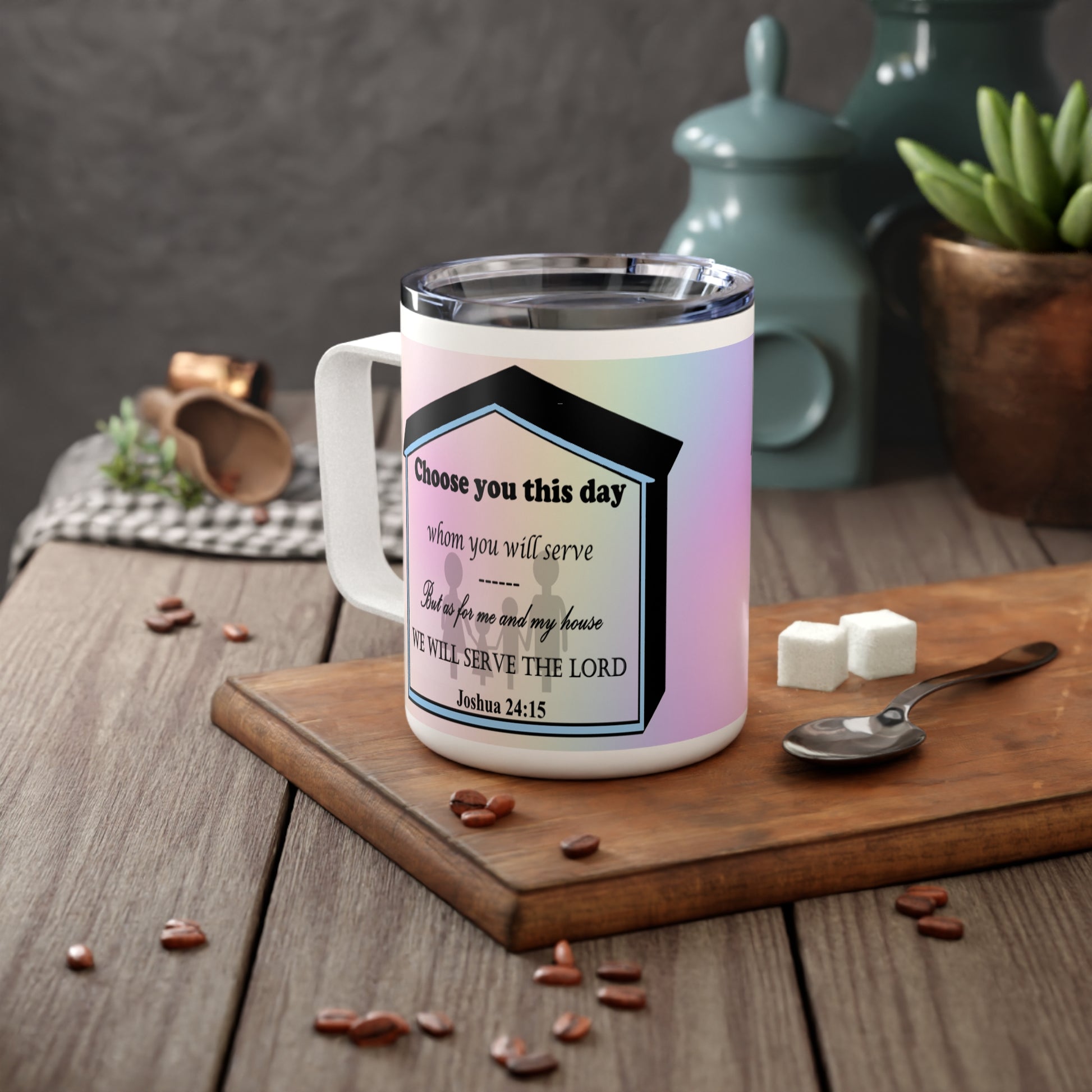 Insulated Coffee Mug, 10oz - Colorful Bible Verse Design, Christian Gift, Inspirational Quote Mug, Religious Cup, Tea Cup - Printspirationz