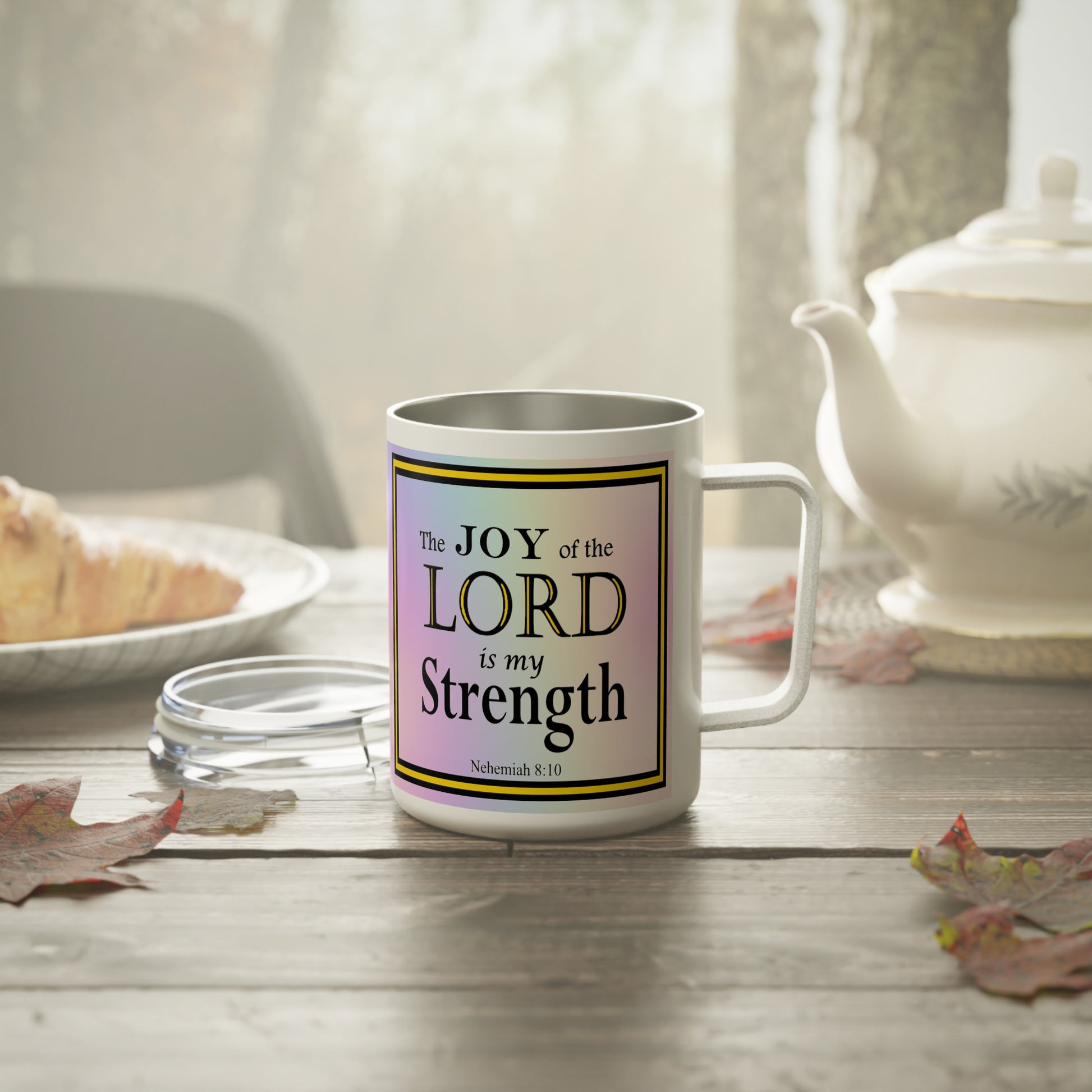 Insulated Coffee Mug, 10oz - Colorful Bible Verse Design, Christian Gift, Inspirational Quote Mug, Religious Cup, Tea Cup - Printspirationz