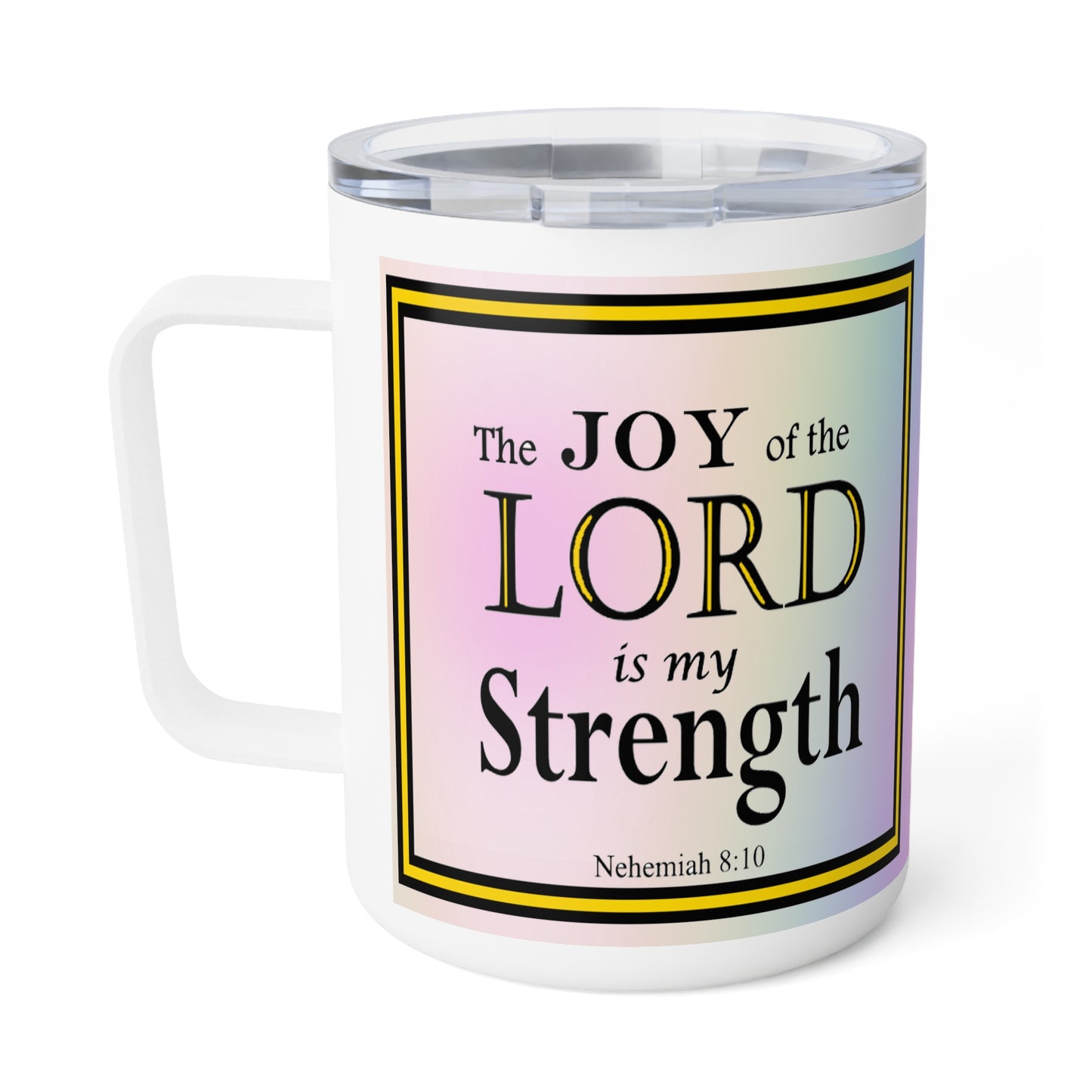 Insulated Coffee Mug, 10oz - Colorful Bible Verse Design, Christian Gift, Inspirational Quote Mug, Religious Cup, Tea Cup - Printspirationz