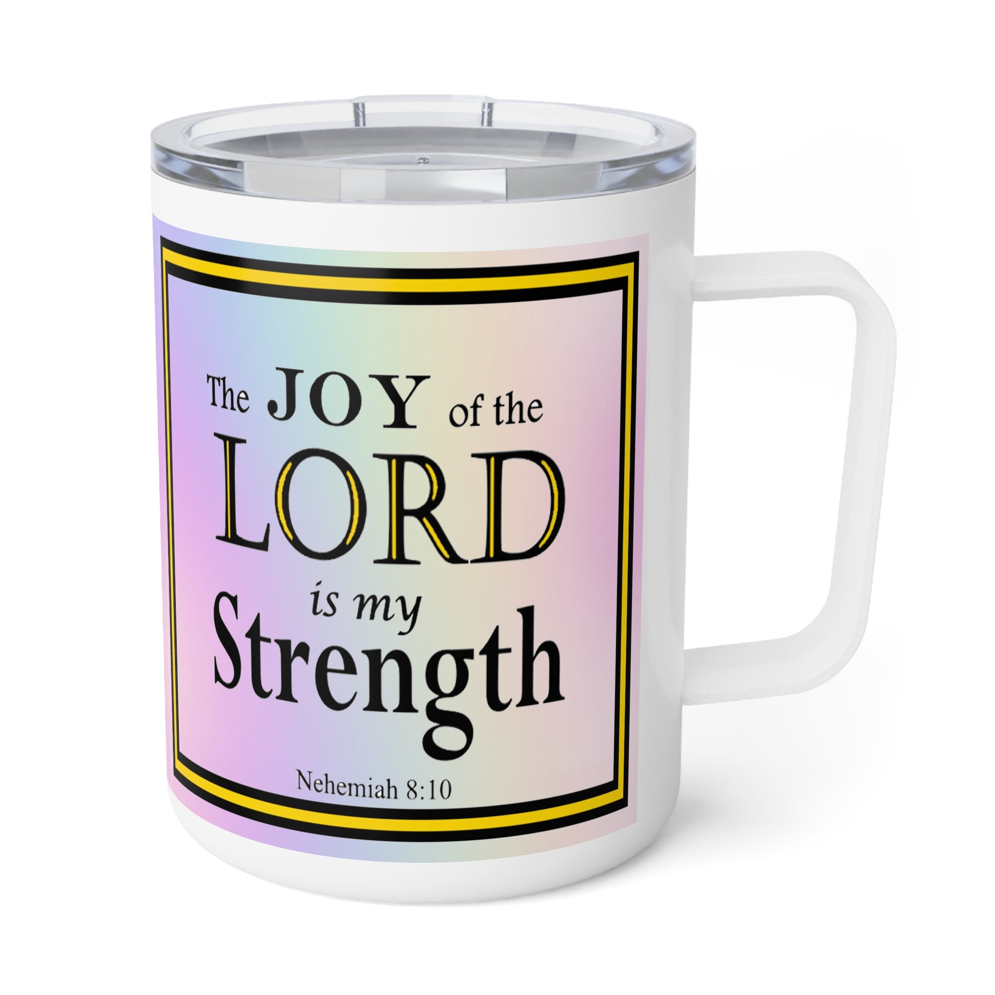 Insulated Coffee Mug, 10oz - Colorful Bible Verse Design, Christian Gift, Inspirational Quote Mug, Religious Cup, Tea Cup - Printspirationz