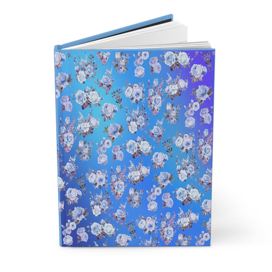 Blue Floral Hardcover Journal, Matte Finish, Lined Paper Notebook, Bullet Journal, Writing Diary, Gift for Writers, Garden Theme Notebook - Printspirationz